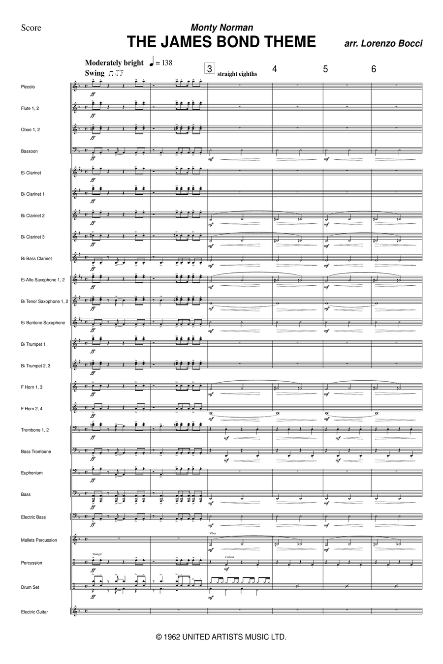 James Bond Theme Concert Band scores gallery preview page 3