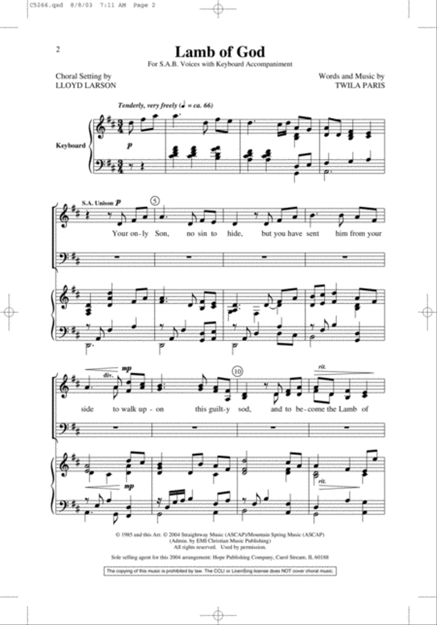 Lamb of God 4-Part scores gallery preview page 2