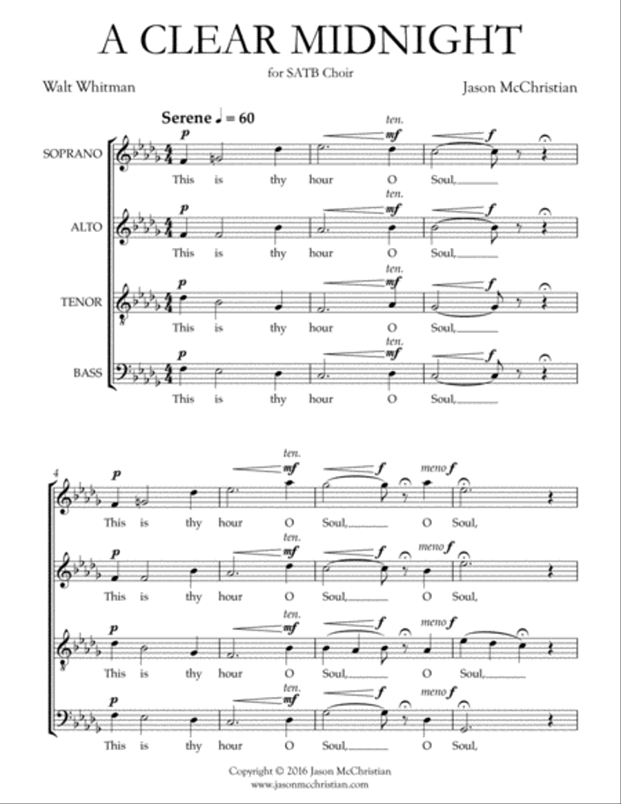 A Clear Midnight - for SATB Choir image number null