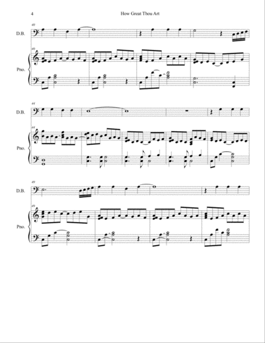 How Great Thou Art for Double Bass and Piano Double Bass scores gallery preview page 4