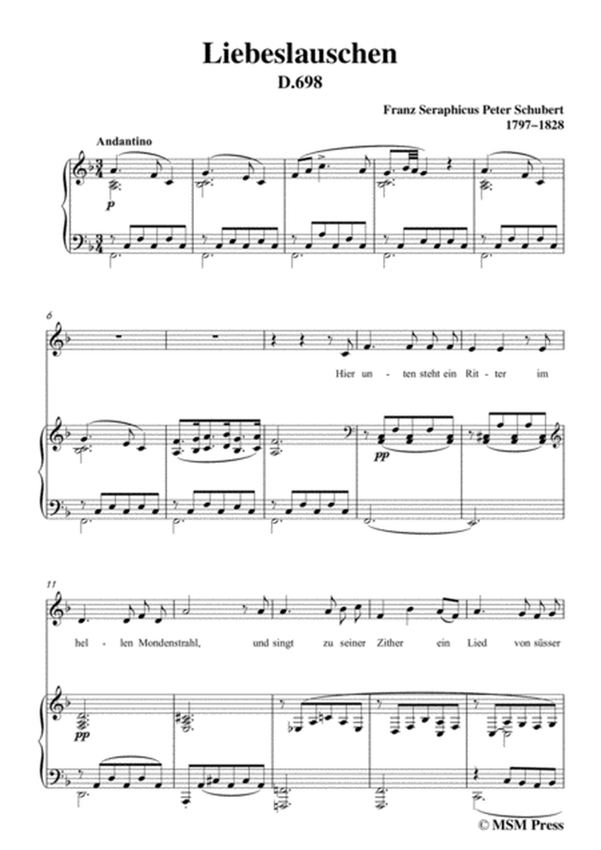 Schubert-Liebeslauschen(The Maiden's Serenade),D.698,in F Major,for Voice&Piano image number null