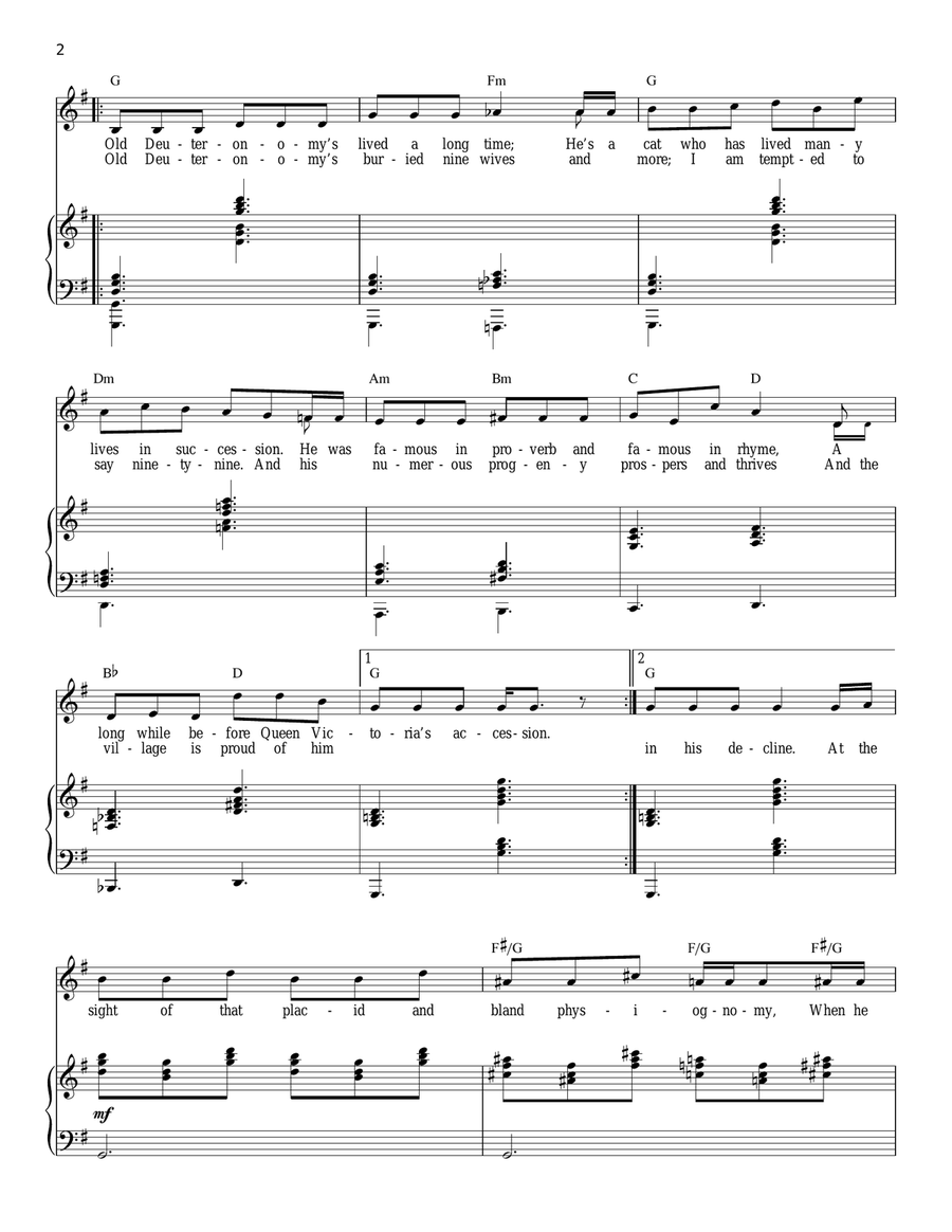 Old Deuteronomy (from Cats) Piano, Vocal scores gallery preview page 2