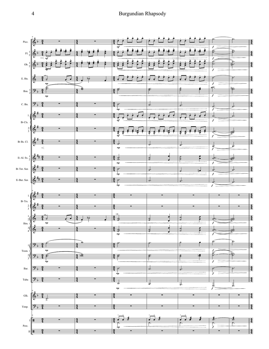 Burgundian Rhapsody Concert Band scores gallery preview page 4