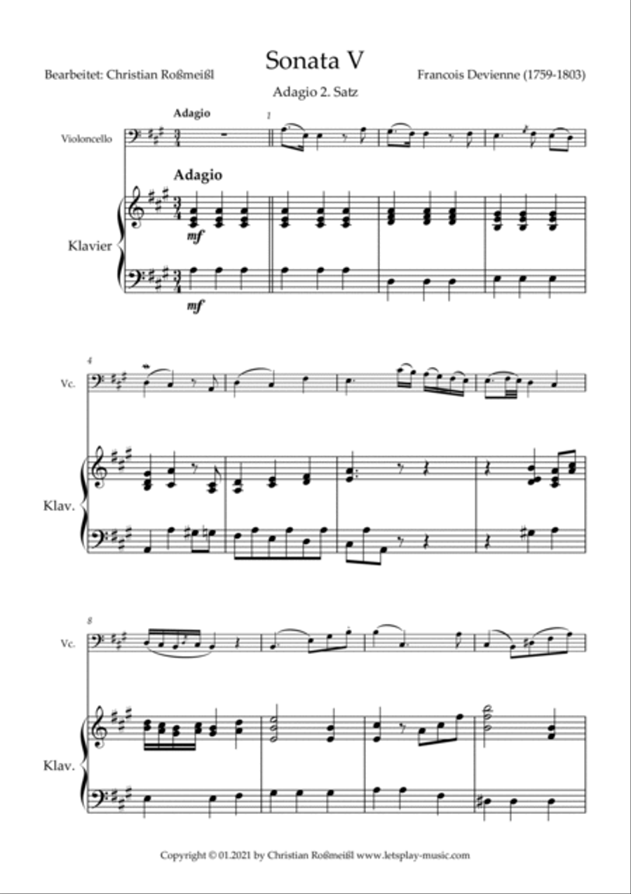 Devienne Sonata V Part 2 for Cello