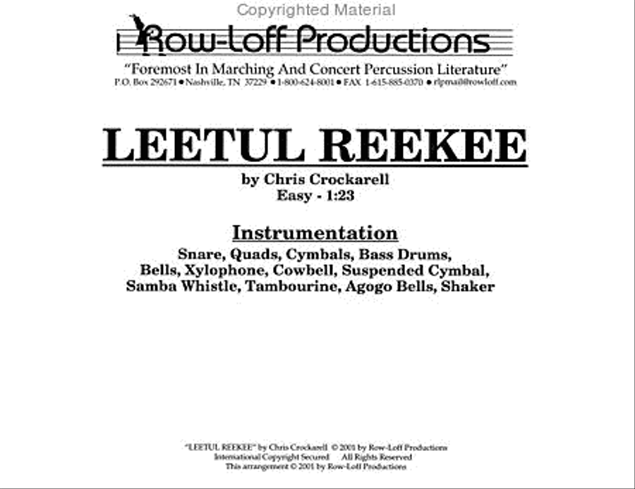 Leetul ReeKee Percussion Ensemble scores gallery preview page 2