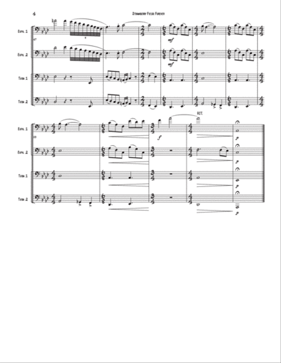 Strawberry Fields Forever Brass Quartet scores gallery preview page 4