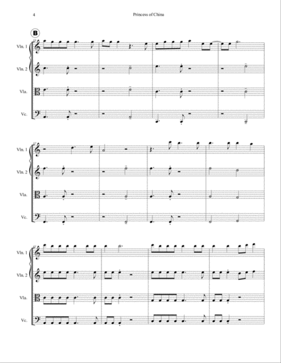 Princess Of China String Quartet scores gallery preview page 6