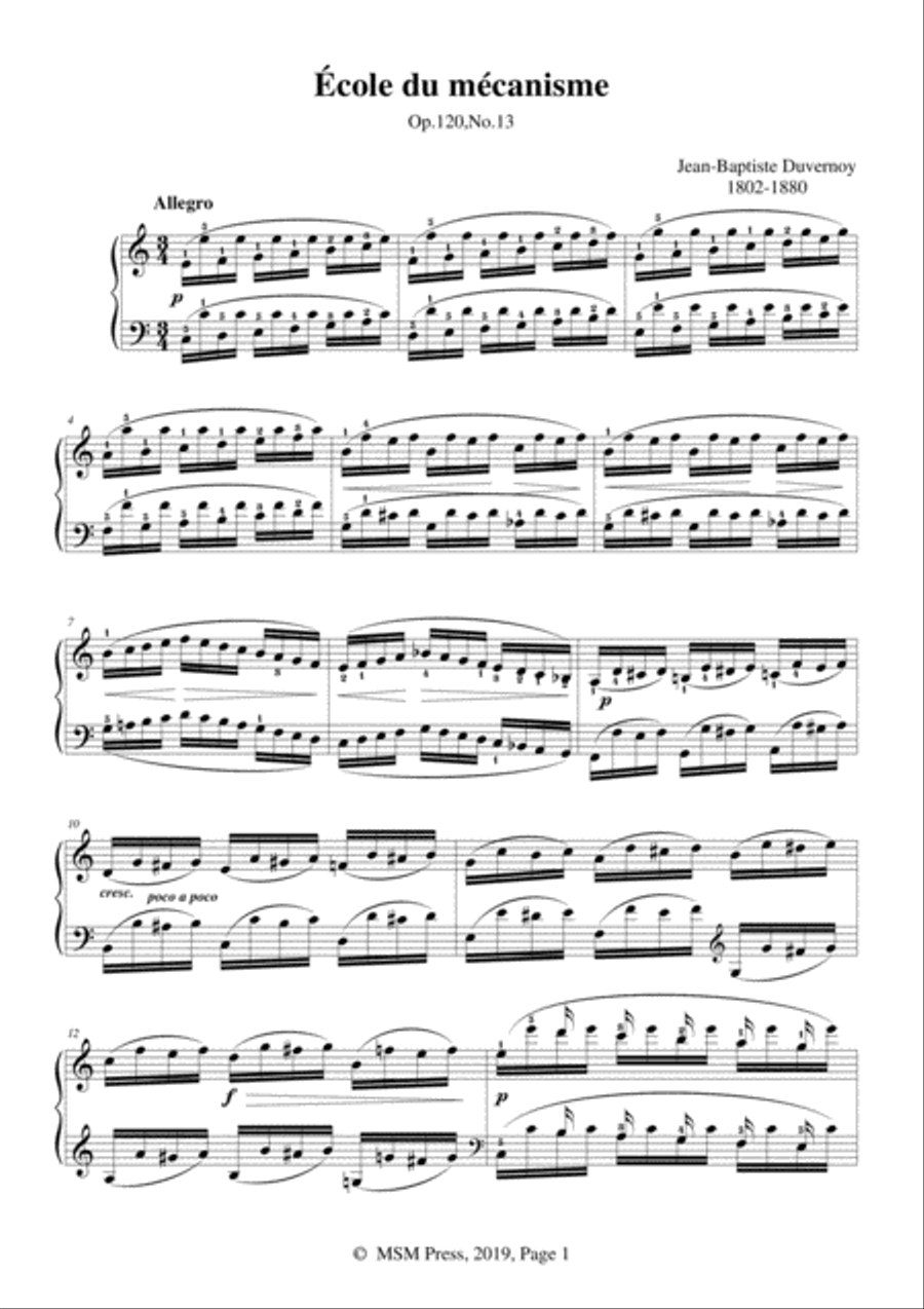 Duvernoy-École du mécanisme,Op.120,No.13,for Piano Piano Solo scores gallery preview page 3