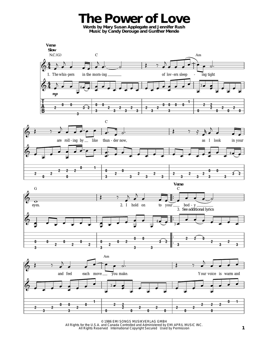 The Power Of Love The Power Of Love Acoustic Guitar scores gallery preview page 1