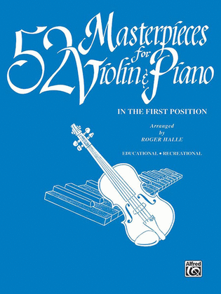 Book cover for 52 Masterpieces for Violin & Piano