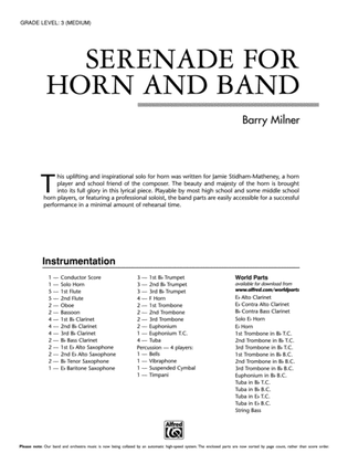 Book cover for Serenade for Horn and Band: Score