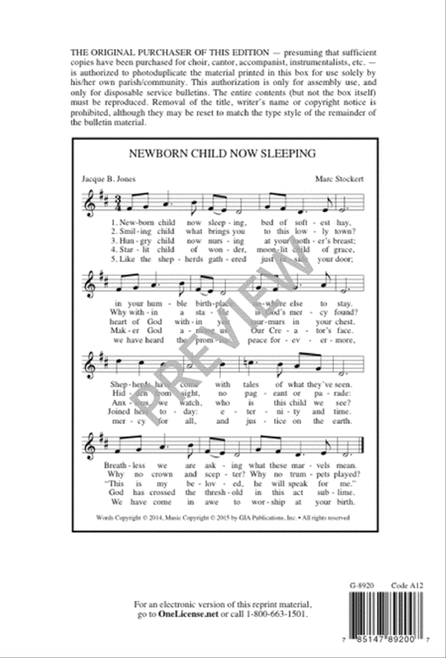 Newborn Child Now Sleeping 3-Part scores gallery preview page 13