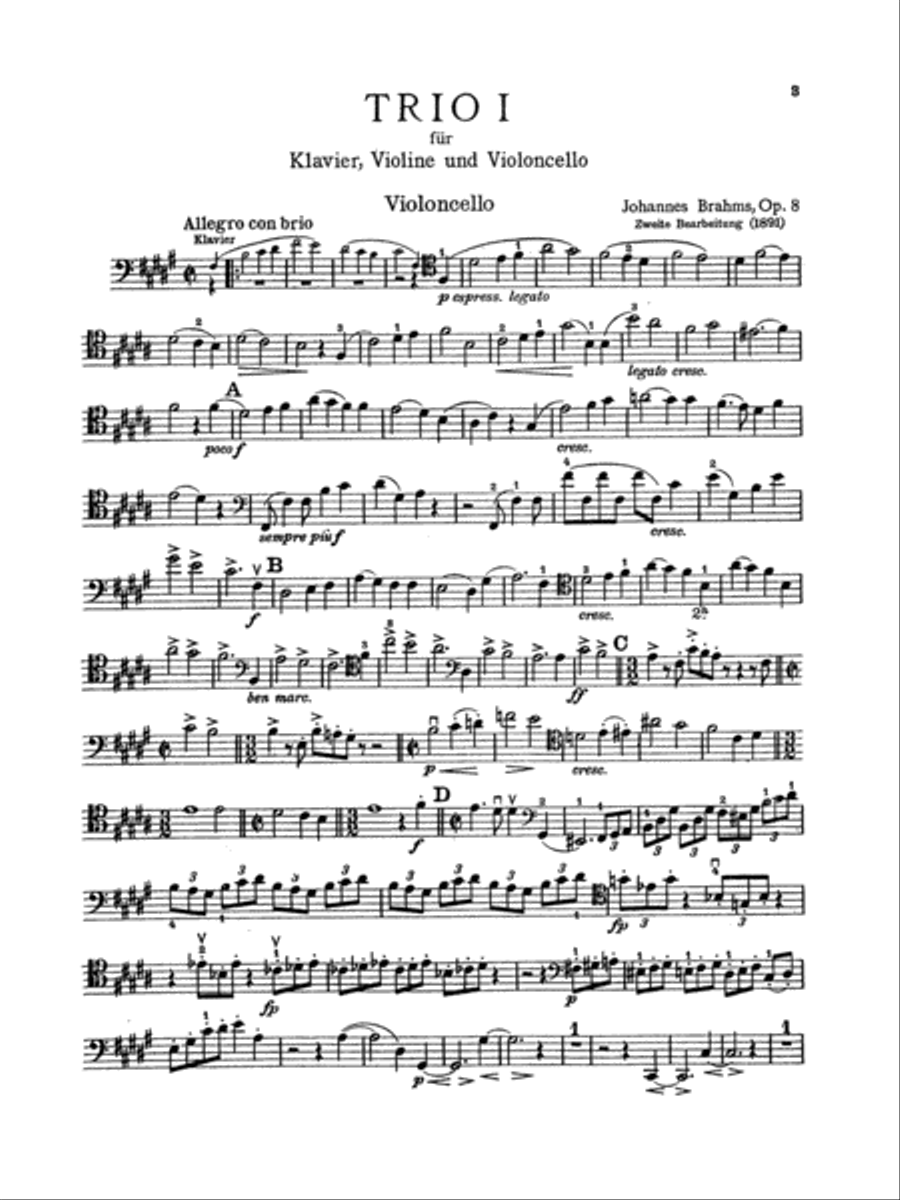 Brahms: Trio No. 1 in B Major, Op. 8 Part scores gallery preview page 3