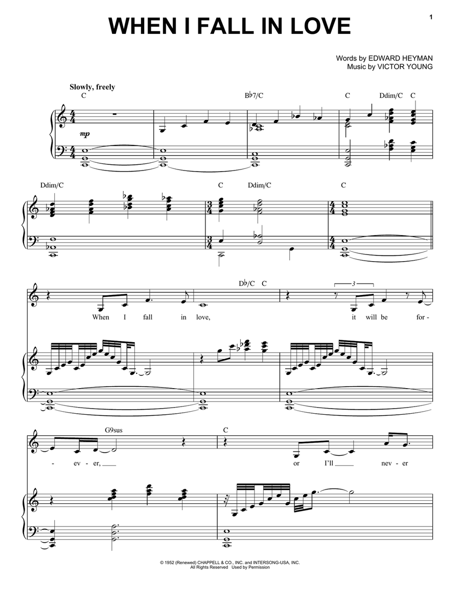 When I Fall In Love Voice scores gallery preview page 1
