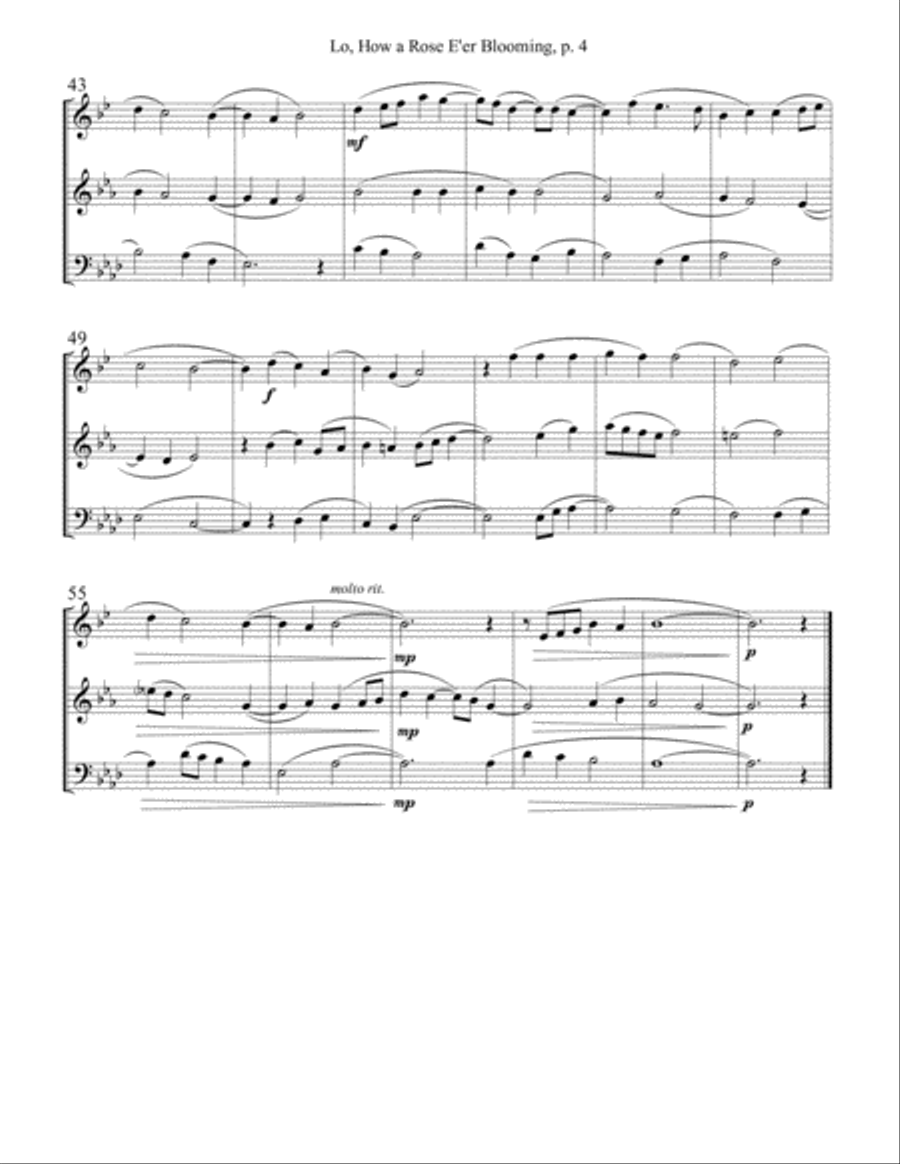 Lo, How a Rose E're Blooming - Brass Trio Brass Trio scores gallery preview page 4