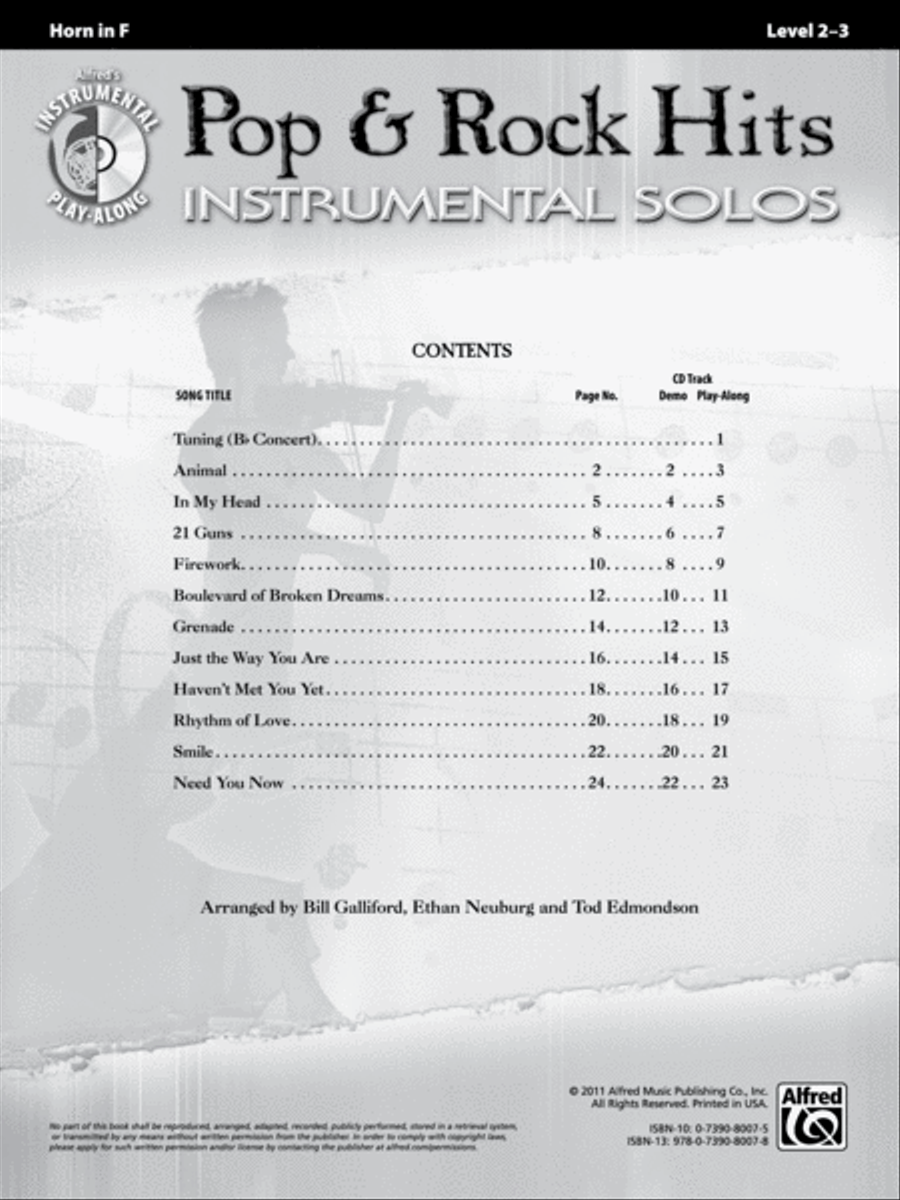 Pop & Rock Hits Instrumental Solos Horn Solo scores gallery preview page 2