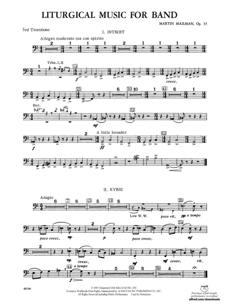 Liturgical Music for Band, Op. 33: 3rd Trombone