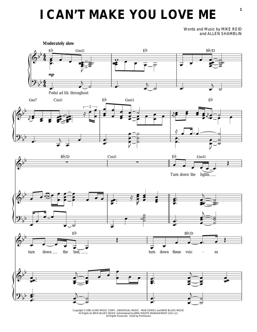 I Can't Make You Love Me Piano, Vocal scores gallery preview page 1