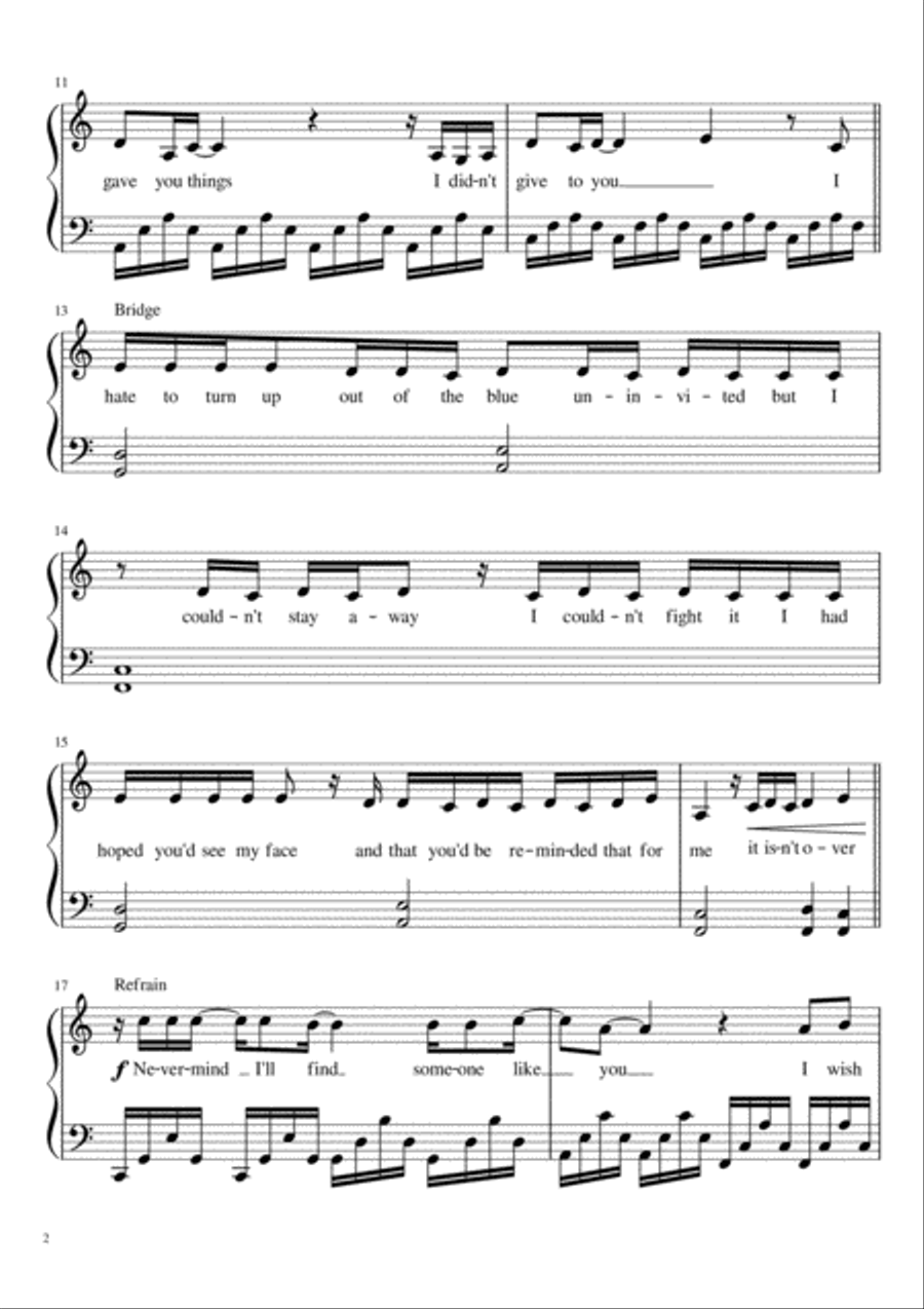Someone Like You Piano Solo scores gallery preview page 2