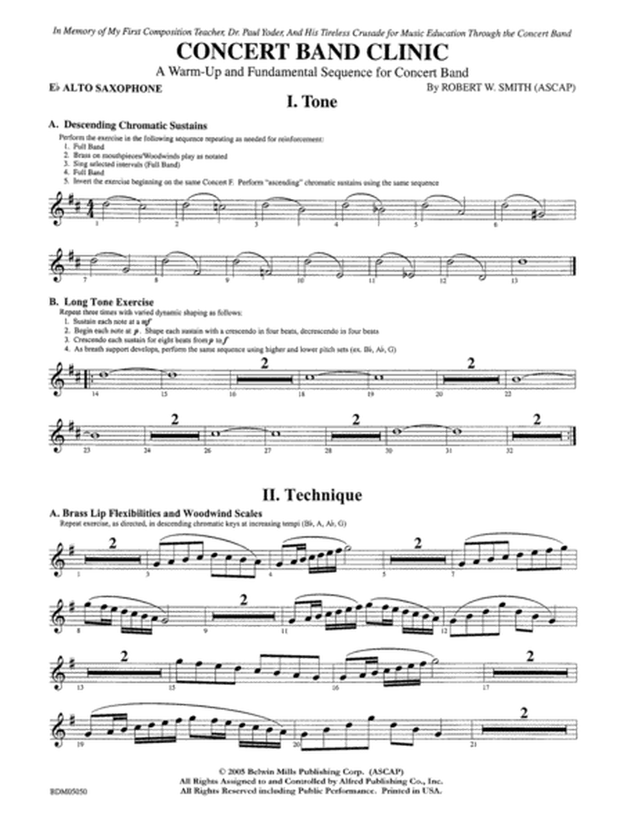 Concert Band Clinic (A Warm-Up and Fundamental Sequence for Concert Band): E-flat Alto Saxophone