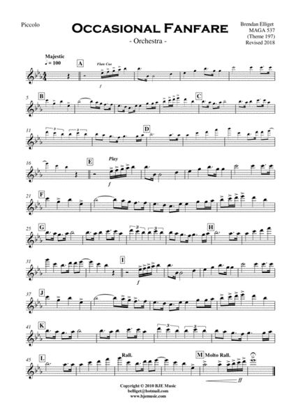 Occasional Fanfare - Orchestra Score and Parts PDF image number null