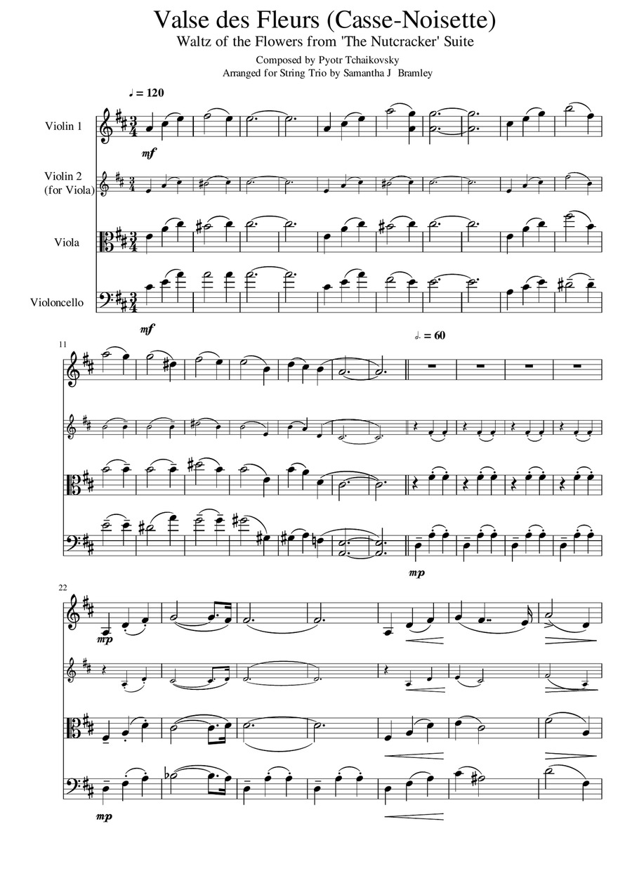 Waltz of the Flowers (The Nutcracker) for String Trio String Trio scores gallery preview page 1