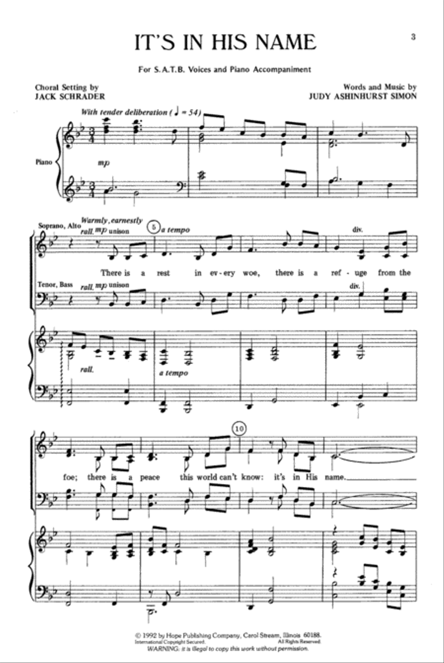 It's in His Name 4-Part scores gallery preview page 2