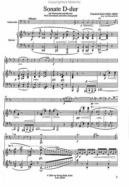 Sonate für Violoncello und Klavier D-Dur WoO (Erstdruck)