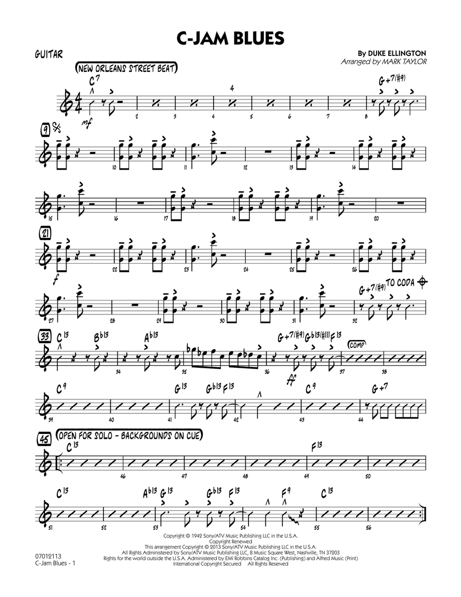 C-Jam Blues (arr. Mark Taylor) - Guitar Jazz Ensemble scores gallery preview page 1