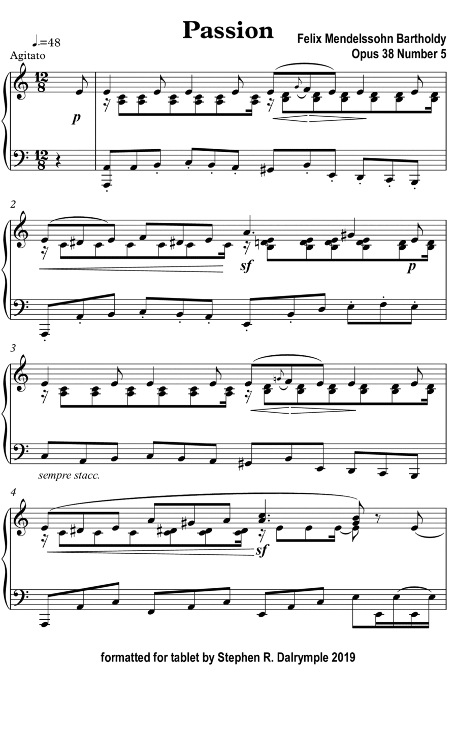 Songs Without Words: Passion (Classic Music for Tablet Series) Piano Solo scores gallery preview page 1