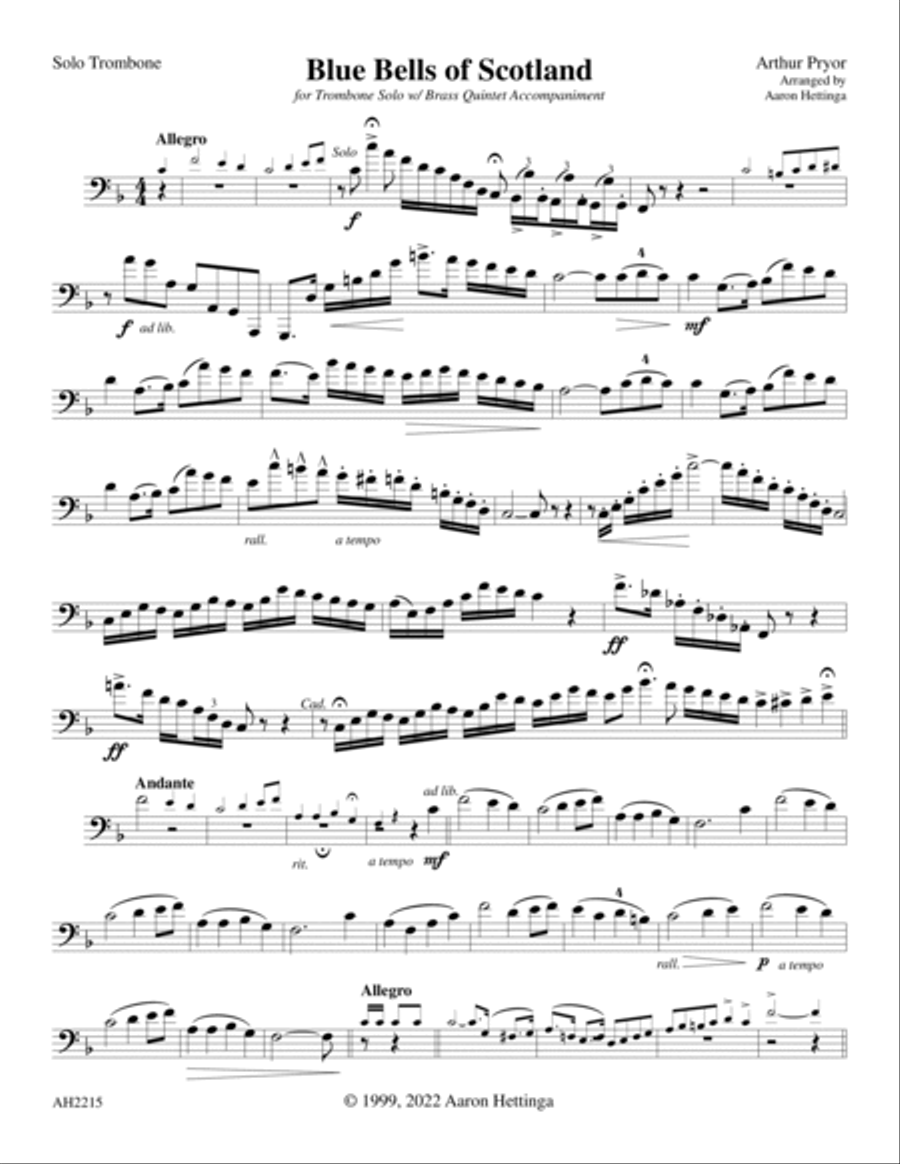 Blue Bells of Scotland - Trombone Solo with Brass Quintet Accompaniment Brass Quintet scores gallery preview page 3