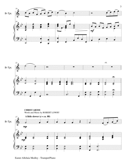 EASTER ALLELUIA MEDLEY (Duet - Bb Trumpet/Piano) Score and Trumpet Part image number null