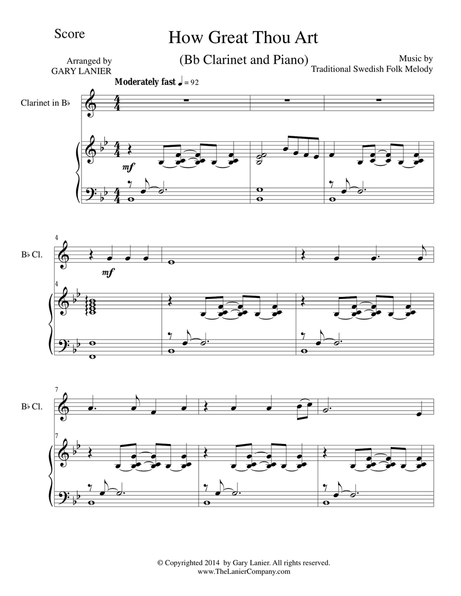 Gary Lanier: HYMNS of PRAISE and ADORATION (Duets for Bb Clarinet & Piano) Woodwind Duet scores gallery preview page 2