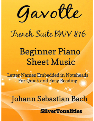 Book cover for Gavotte French Suite BWV 816 Beginner Piano Sheet Music