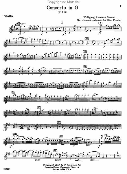Concerto No. 3 In G, K. 216
