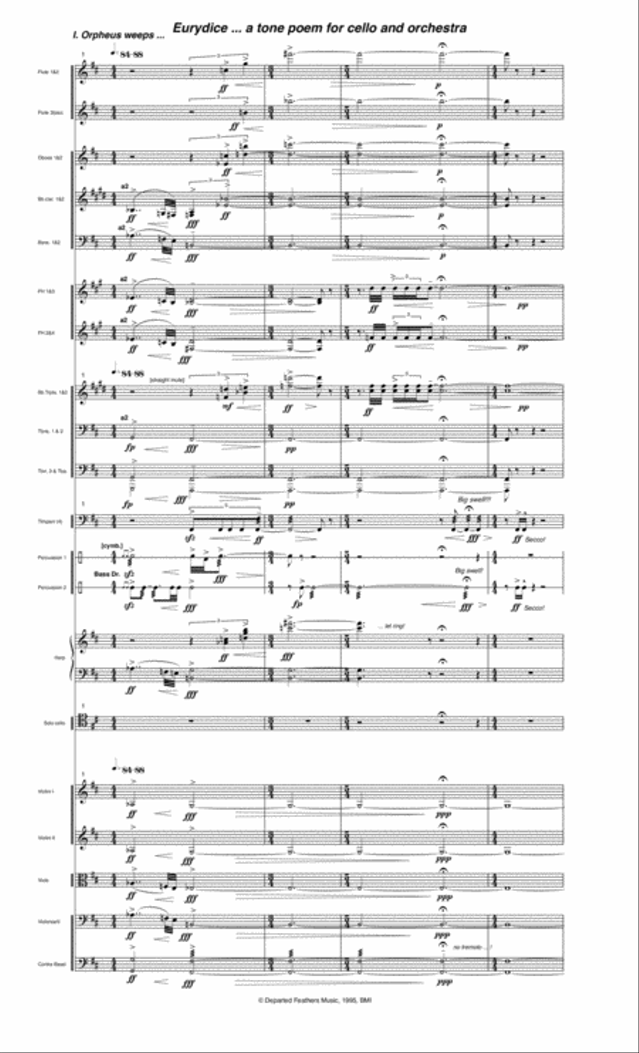 Eurydice ... a tone poem for cello and orchestra (1995) Full Orchestra scores gallery preview page 3