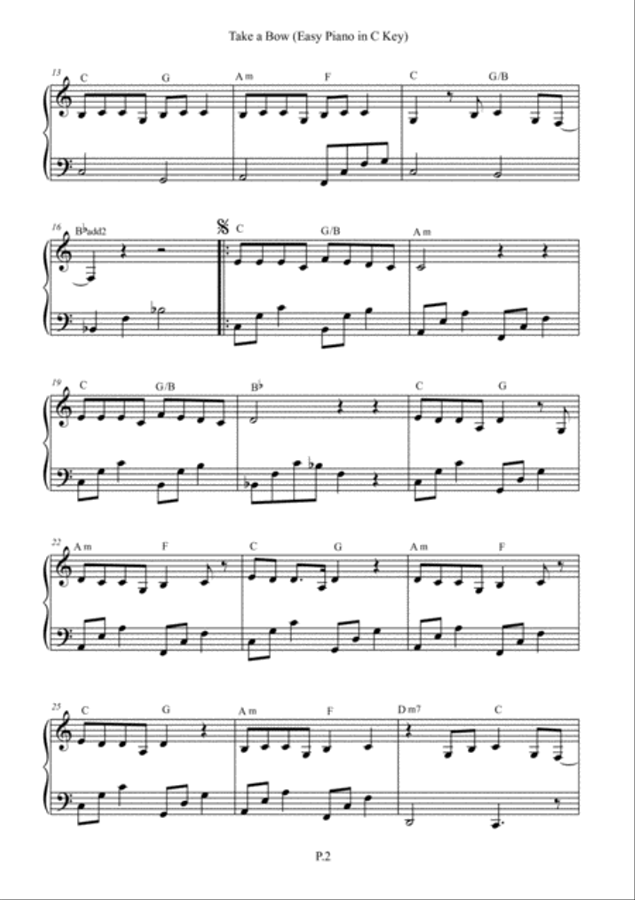 Take A Bow Easy Piano scores gallery preview page 2