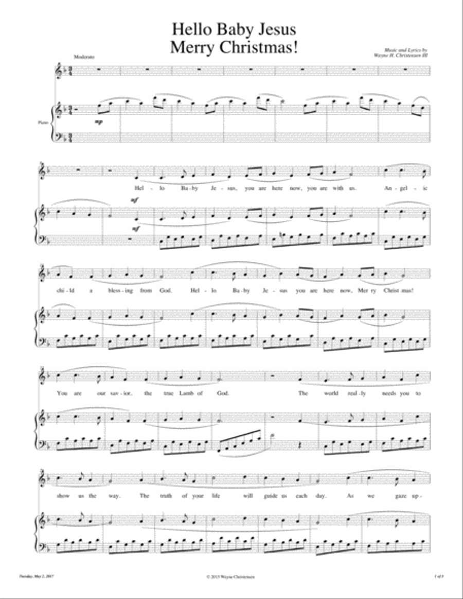 Hello Baby Jesus Merry Christmas! Voice scores gallery preview page 1
