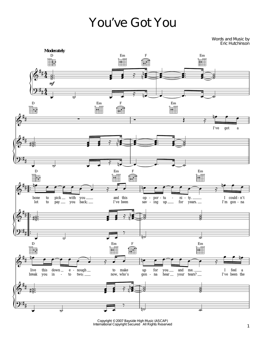 You've Got You Piano, Vocal, Guitar scores gallery preview page 1
