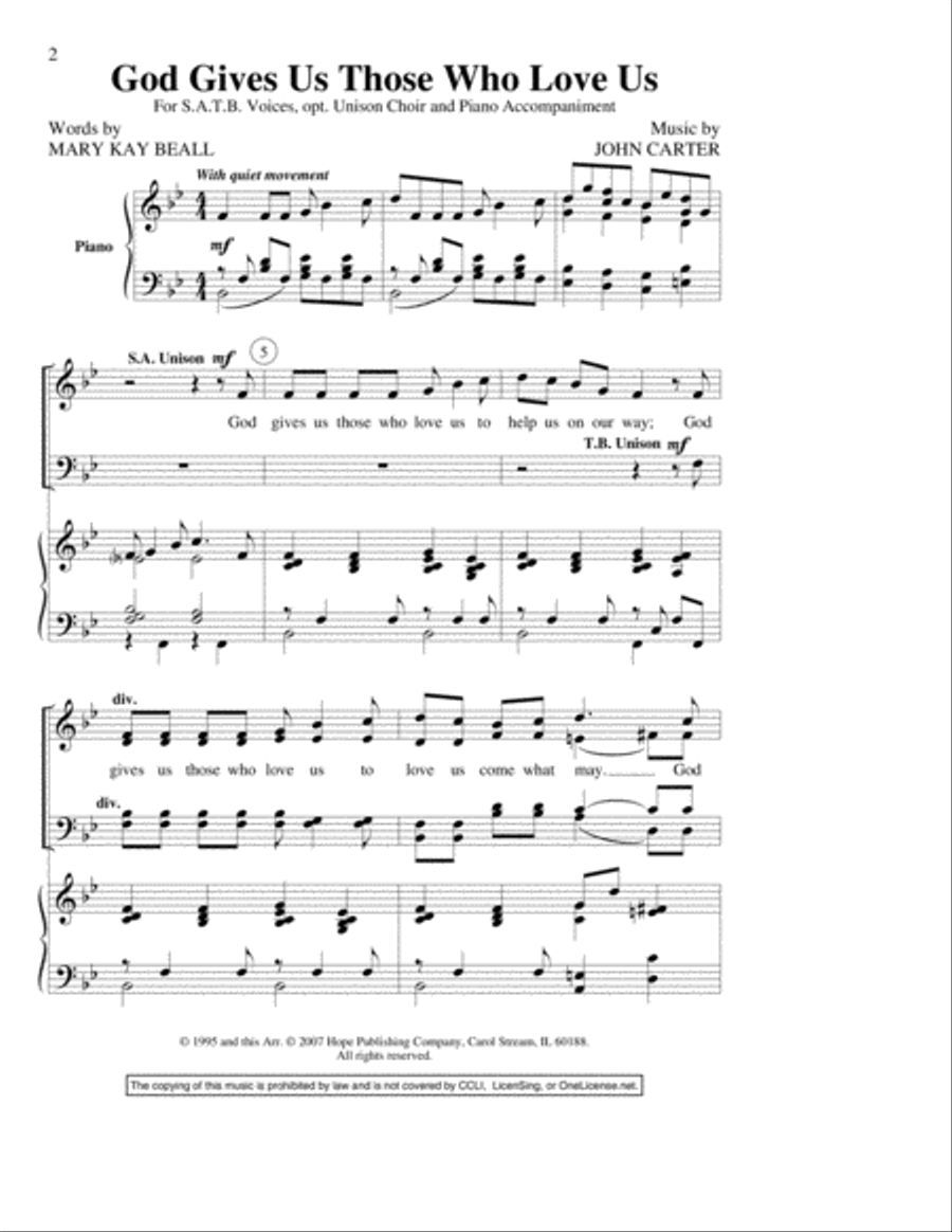 God Gives Us Those Who Love Us 4-Part scores gallery preview page 2