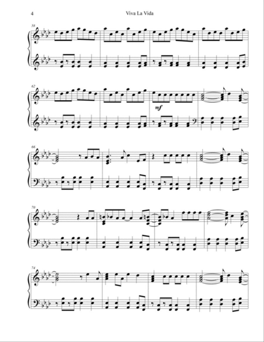 Viva La Vida Piano Solo scores gallery preview page 4