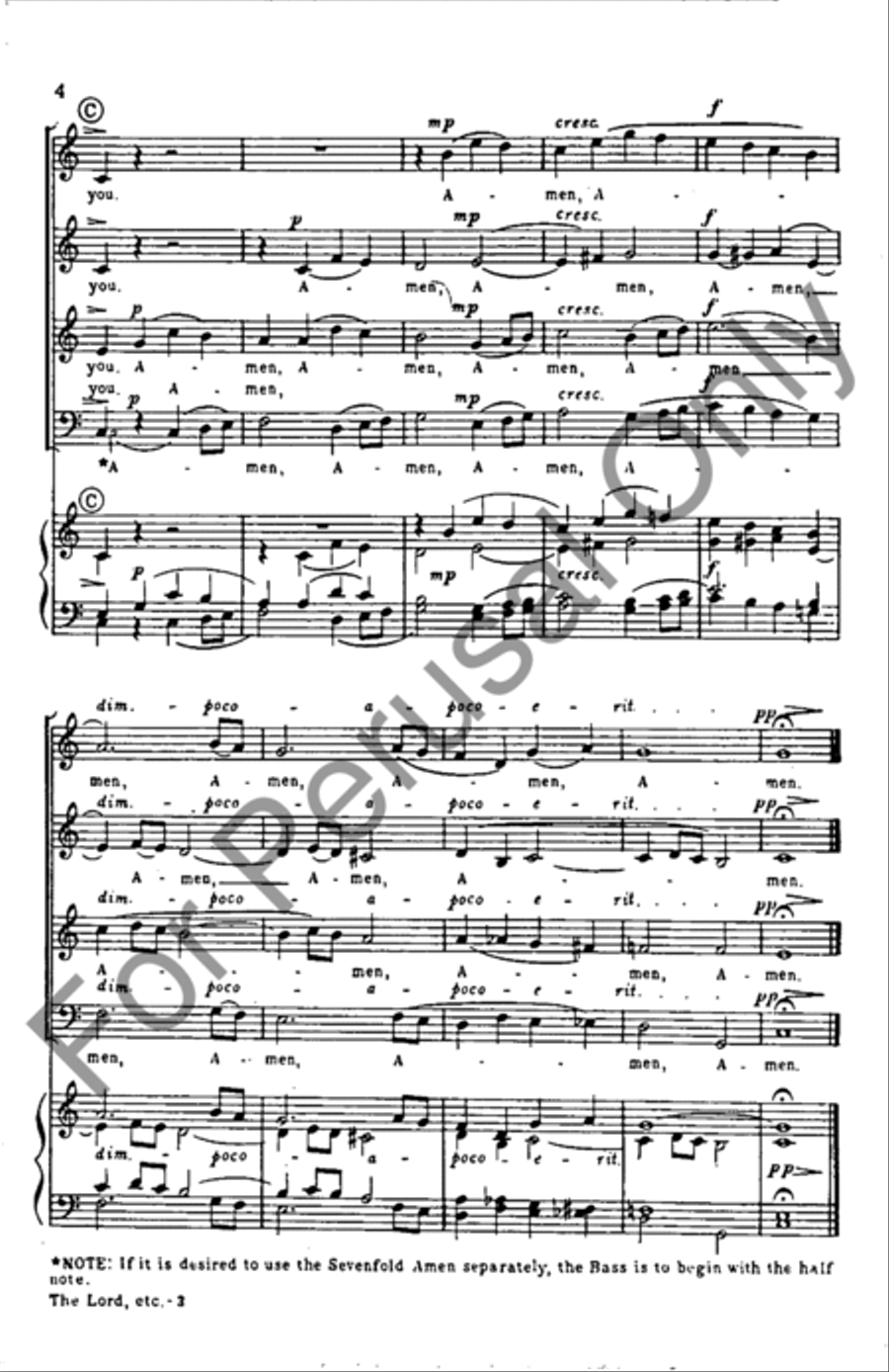 The Lord Bless You And Keep You 4-Part scores gallery preview page 4