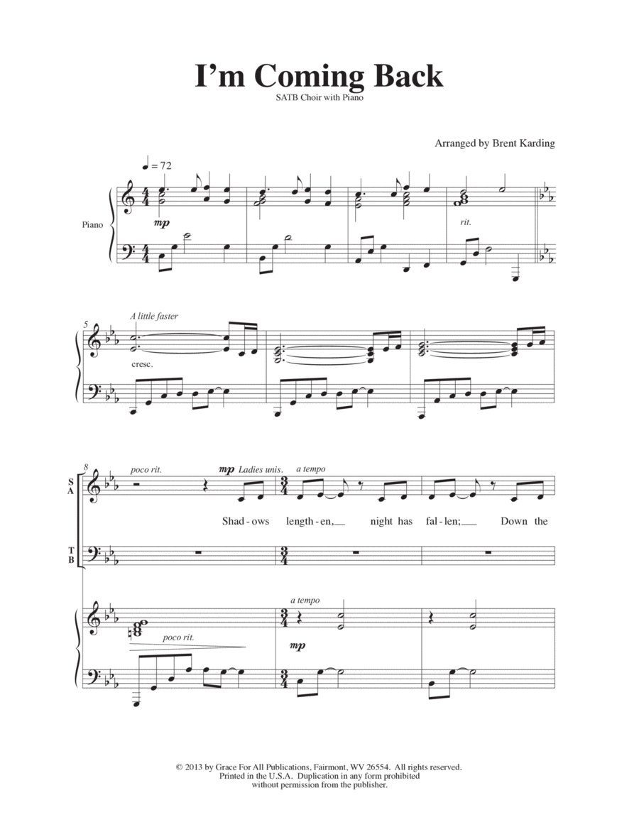 I'm Coming Back 4-Part scores gallery preview page 1