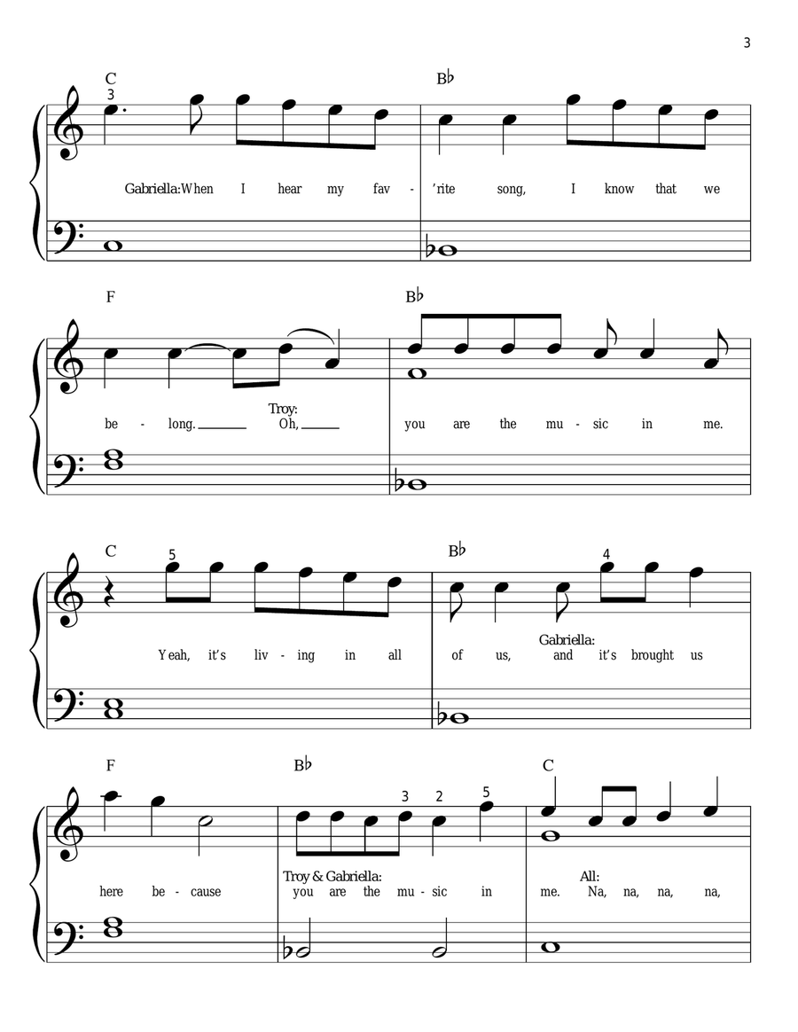 You Are The Music In Me (from High School Musical 2) Easy Piano scores gallery preview page 3