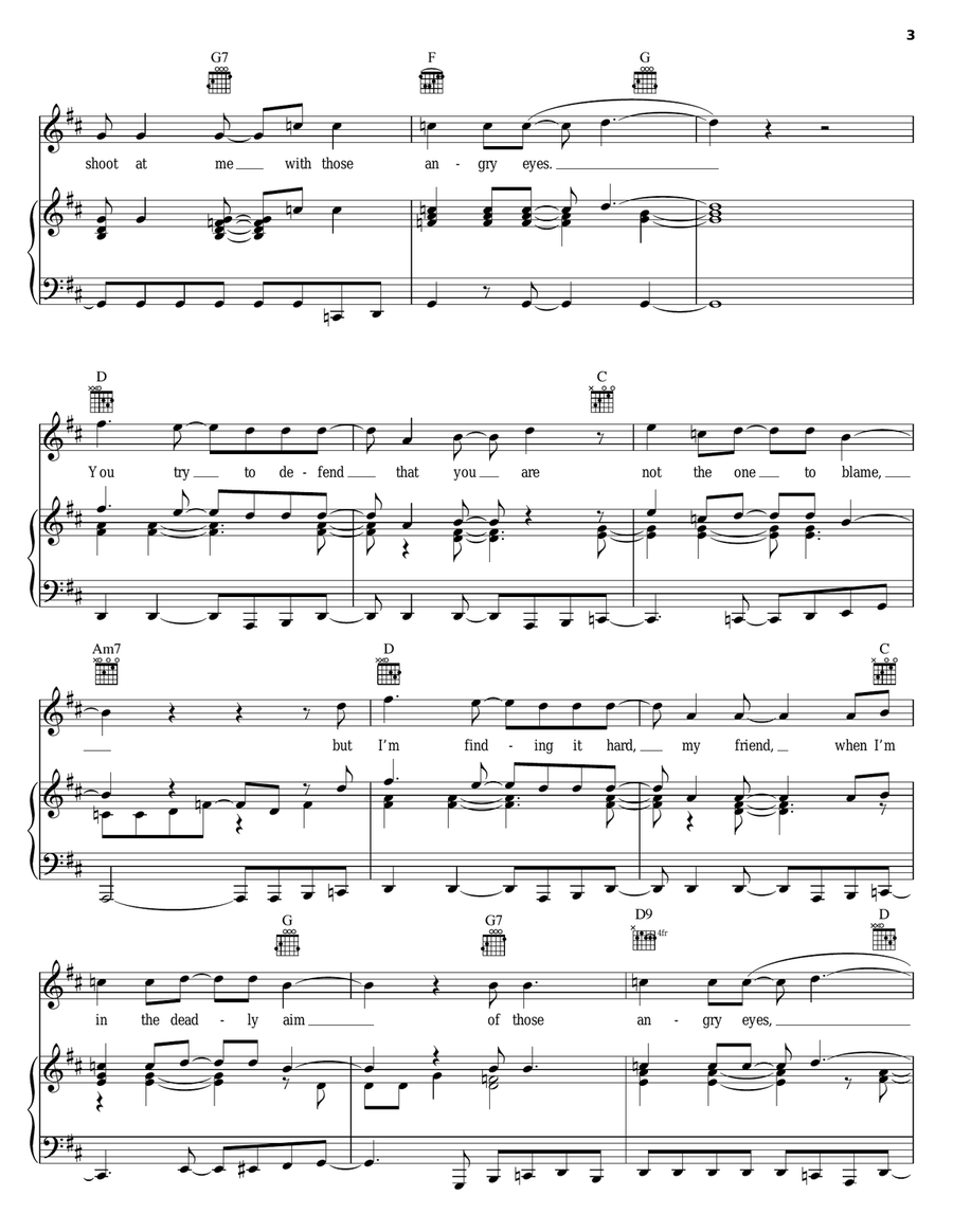 Angry Eyes Piano, Vocal, Guitar scores gallery preview page 3