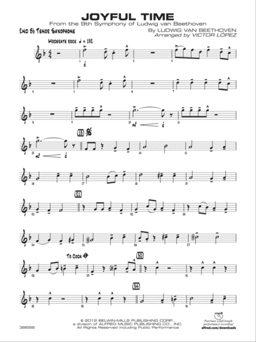 Joyful Time: 2nd B-flat Tenor Saxophone Jazz Ensemble scores gallery preview page 1