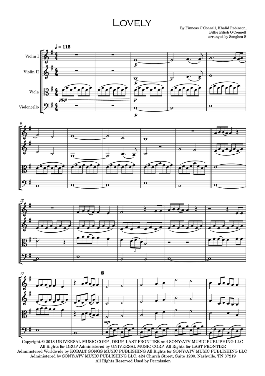 Lovely String Quartet scores gallery preview page 1
