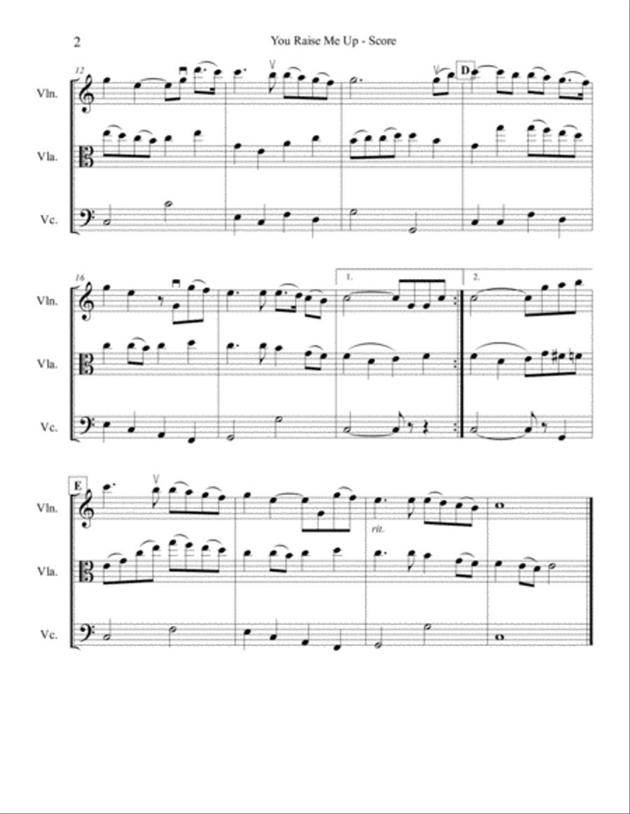 You Raise Me Up String Trio scores gallery preview page 2