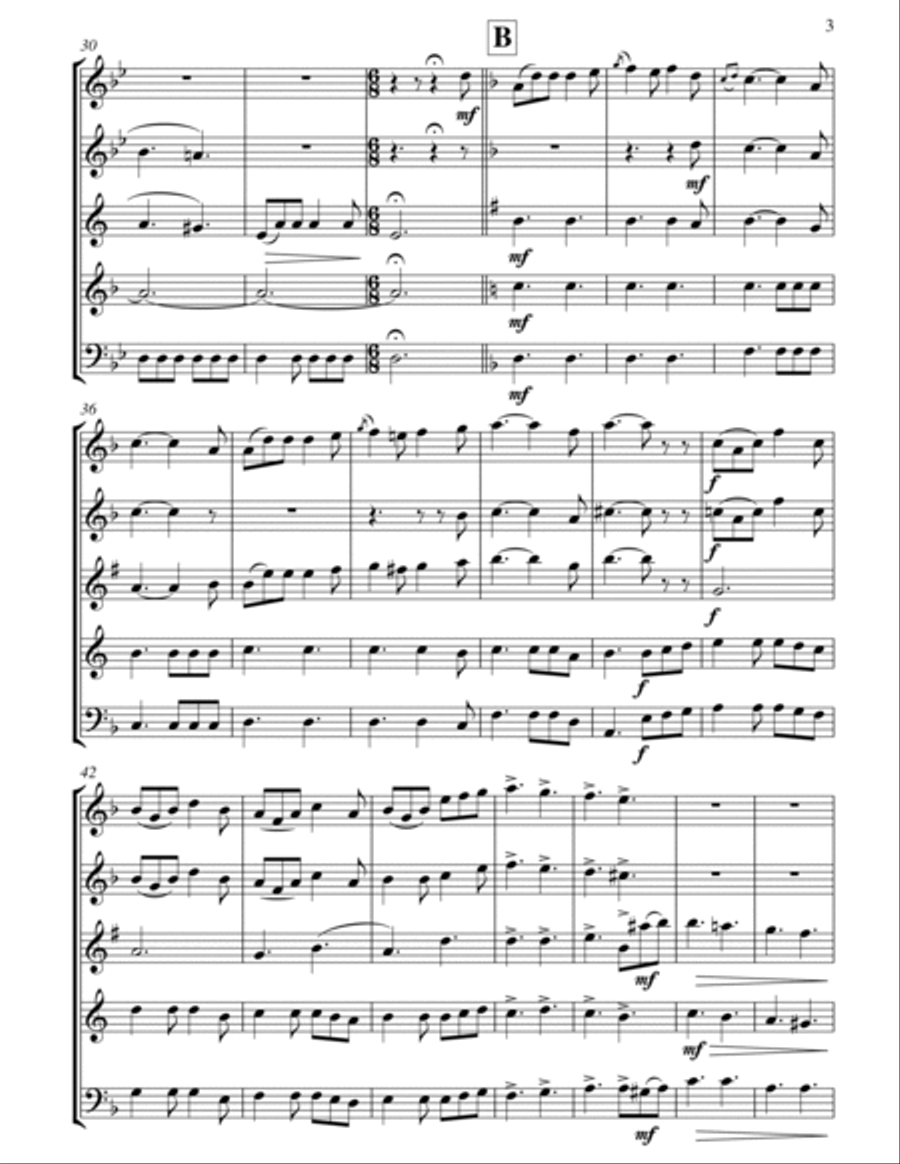 When Johnny Comes Marching Home: Wind Quintet Woodwind Quintet scores gallery preview page 4