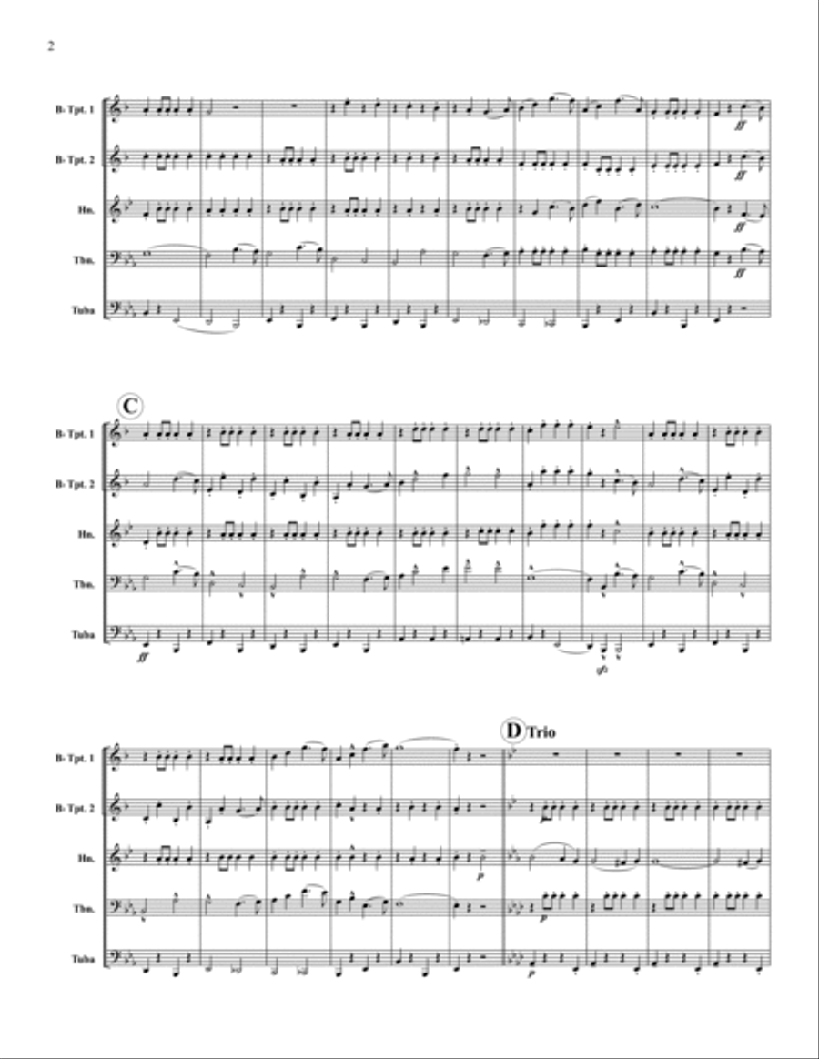 Stars & Stripes Forever Brass Quintet scores gallery preview page 2